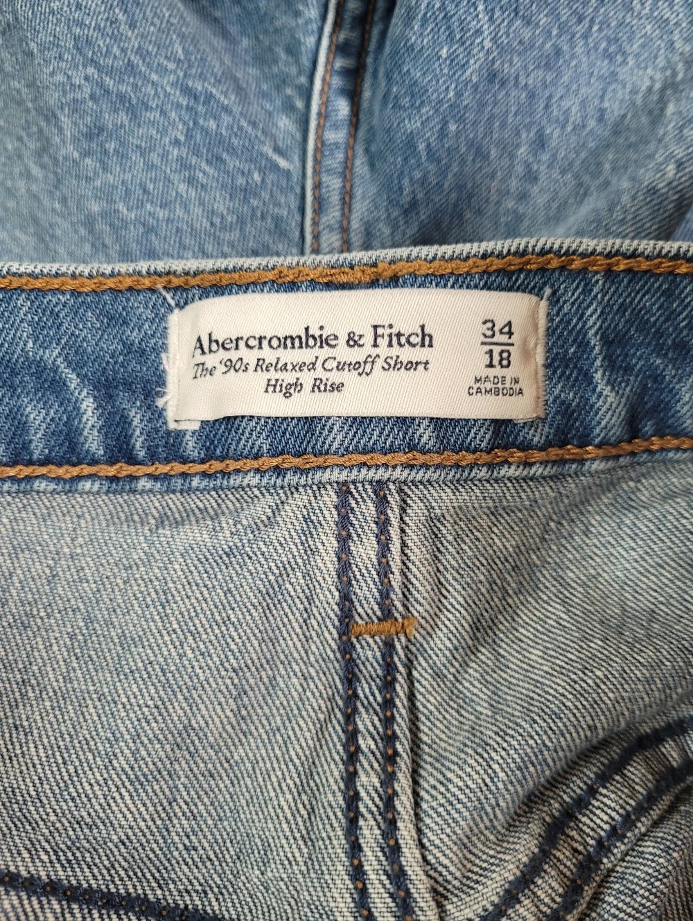 ABERCROMBIE & FITCH High Rise The '90s Relaxed Cut Off Short Size 34 l 18 - Picture 5 of 14